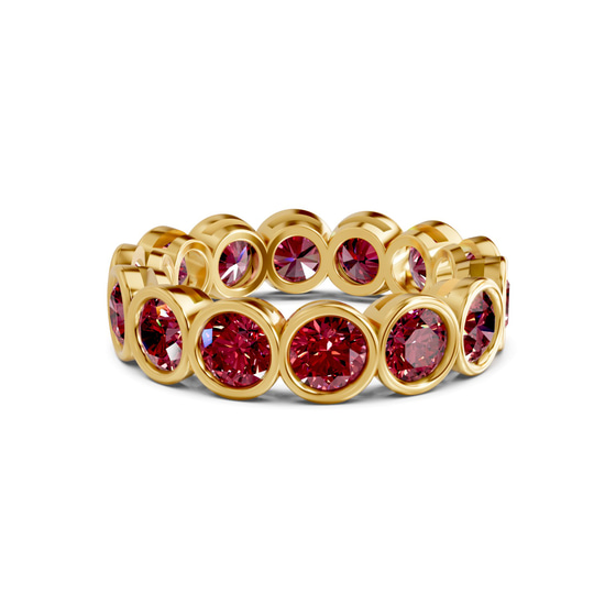 Dream Round Bezel Cherry Cognac Lab Diamond Eternity Ring front view