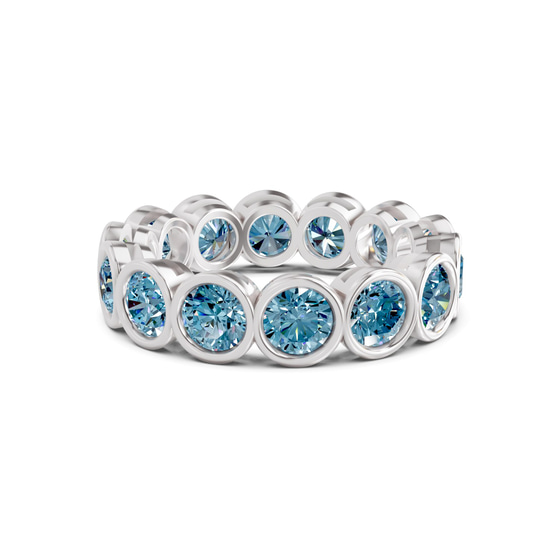 Dream Round Bezel Ice Blue Lab Diamond Eternity Ring front view