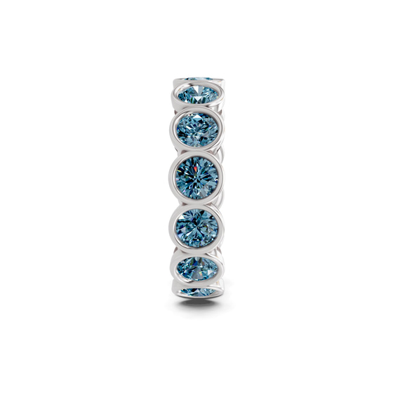 Dream Round Bezel Ice Blue Lab Diamond Eternity Ring left view