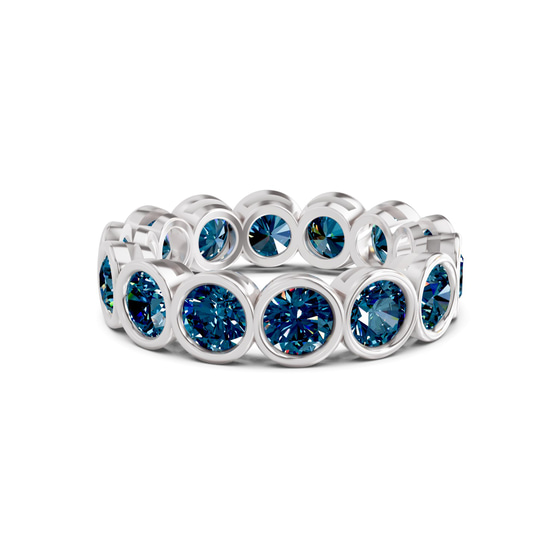 Dream Round Bezel Royal Blue Lab Diamond Eternity Ring front view