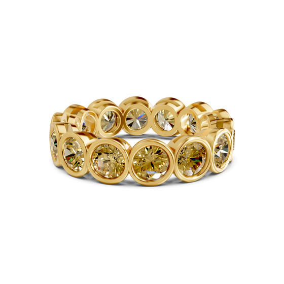 Dream Round Bezel Lemon Yellow Lab Diamond Eternity Ring front view