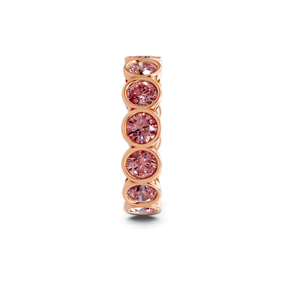 Dream Round Bezel Vivid Pink Lab Diamond Eternity Ring left view