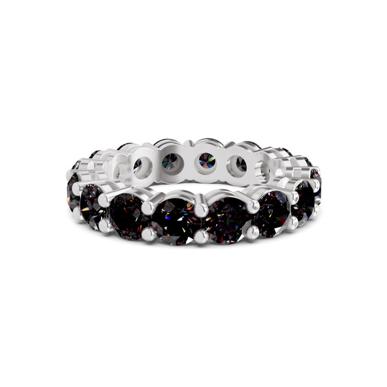 Elysia Round Black Lab Diamond Eternity Ring front view