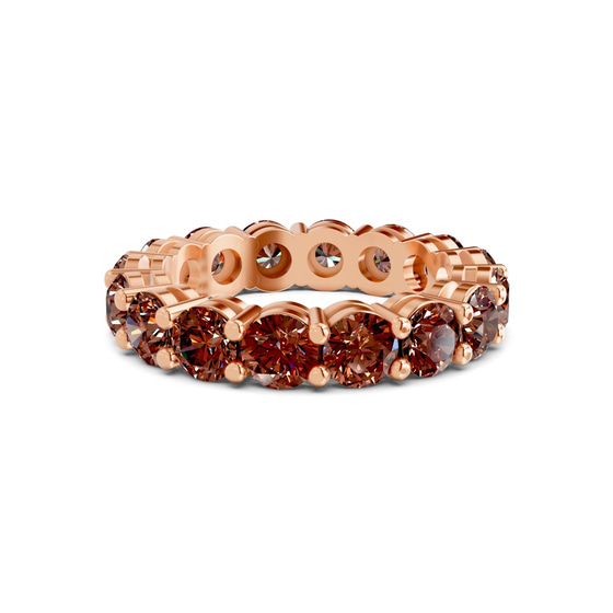 Elysia Round Brown Lab Diamond Eternity Ring front view