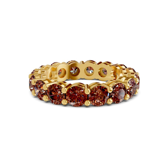 Elysia Round Brown Lab Diamond Eternity Ring front view