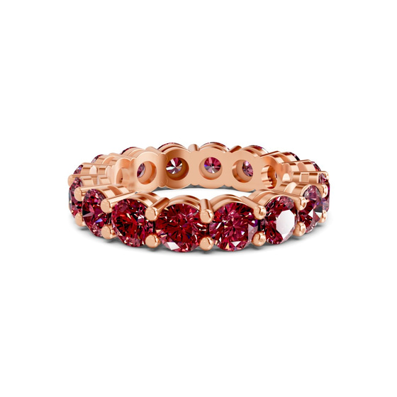Elysia Round Cherry Cognac Lab Diamond Eternity Ring front view