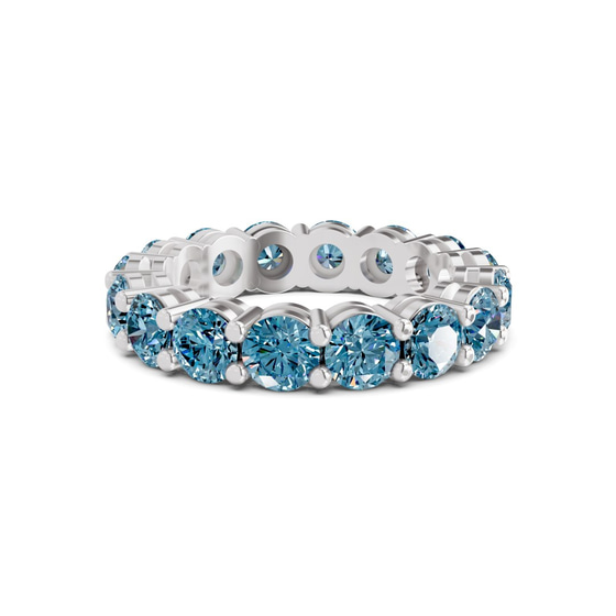 Elysia Round Ice Blue Lab Diamond Eternity Ring front view