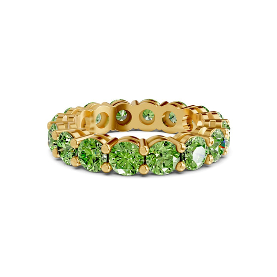 Elysia Round Ocean Green Lab Diamond Eternity Ring front view