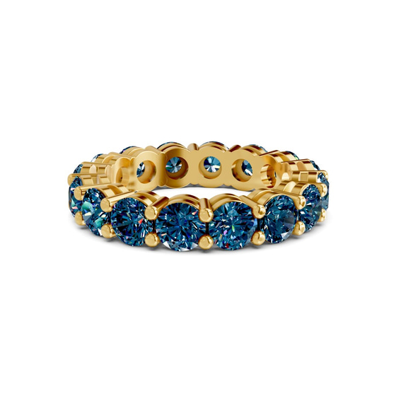 Elysia Round Royal Blue Lab Diamond Eternity Ring front view