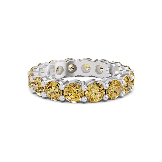 Elysia Round Lemon Yellow Lab Diamond Eternity Ring front view
