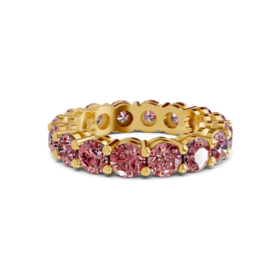 Elysia Round Vivid Pink Lab Diamond Eternity Ring front view