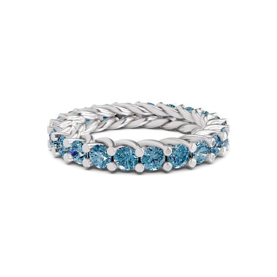 Meadow Round Crisscross Ice Blue Lab Diamond Eternity Ring front view