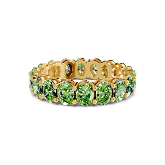 Camila Oval Ocean Green Lab Diamond Eternity Ring front view
