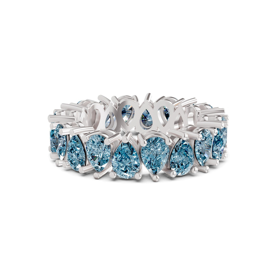 Fable Pear Ice Blue Lab Diamond Eternity Ring front view