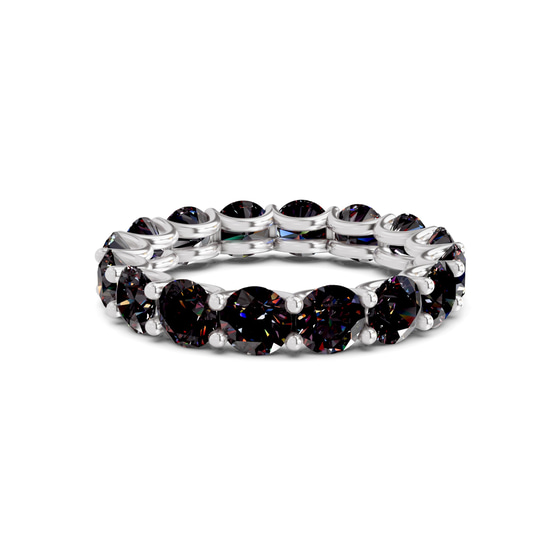 Neveah Round Black Lab Diamond Eternity Ring front view