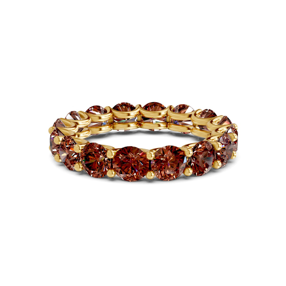 Neveah Round Brown Lab Diamond Eternity Ring front view