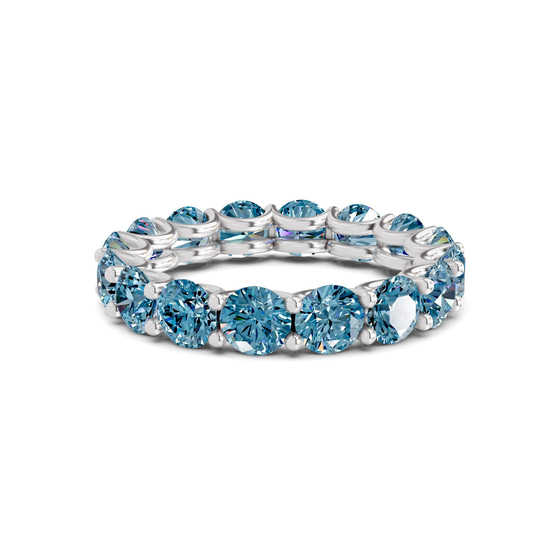 Neveah Round Ice Blue Lab Diamond Eternity Ring front view
