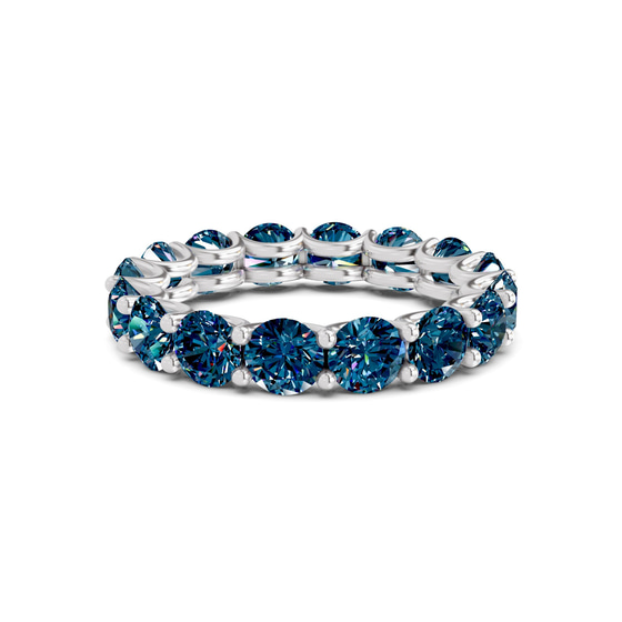 Neveah Round Royal Blue Lab Diamond Eternity Ring front view