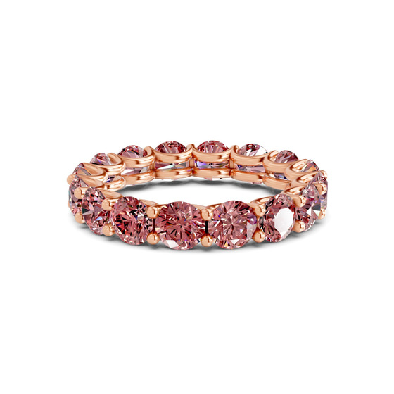 Neveah Round Vivid Pink Lab Diamond Eternity Ring front view