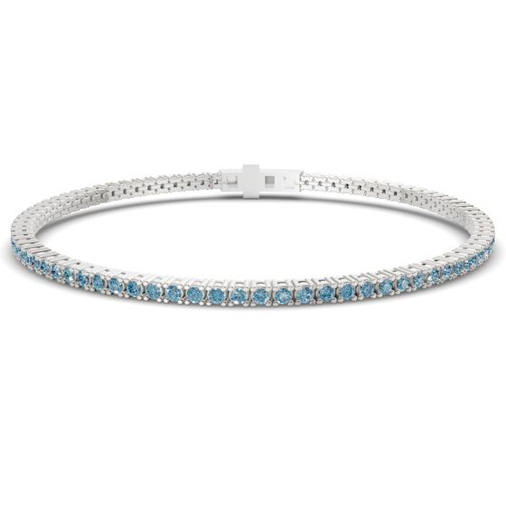 Darcy Round Ice Blue Lab Diamond Tennis Bracelet front view