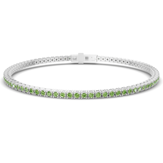 Darcy Round Ocean Green Lab Diamond Tennis Bracelet front view