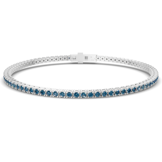 Darcy Round Royal Blue Lab Diamond Tennis Bracelet front view