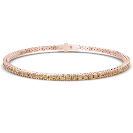 Darcy Round Lemon Yellow Lab Diamond Tennis Bracelet front view