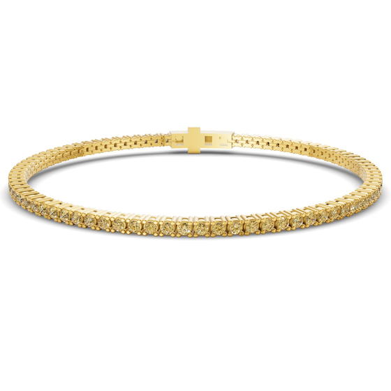 Darcy Round Lemon Yellow Lab Diamond Tennis Bracelet front view