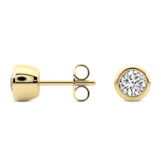 Bezel Set Lab Diamond Stud Earrings top view