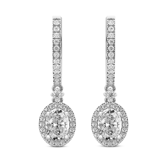 Lyra Halo Lab Diamond Earrings front view