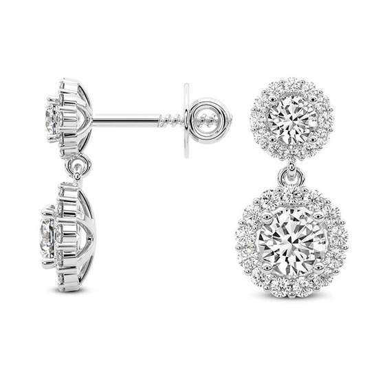 Sasha Double Halo Lab Diamond Earrings top view