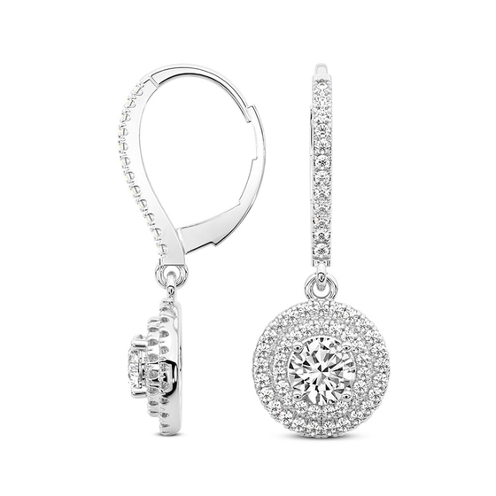 Freyde Double Halo Lab Diamond Earrings top view