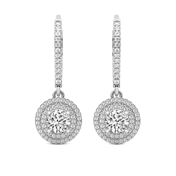 Freyde Double Halo Lab Diamond Earrings front view