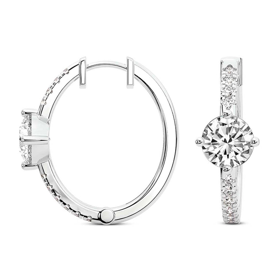 Moonlight Glow Elongated Lab Diamond Hoop Earrings top view