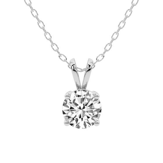 Quartze Split Bail Solitaire Lab Grown Diamond Pendant front view