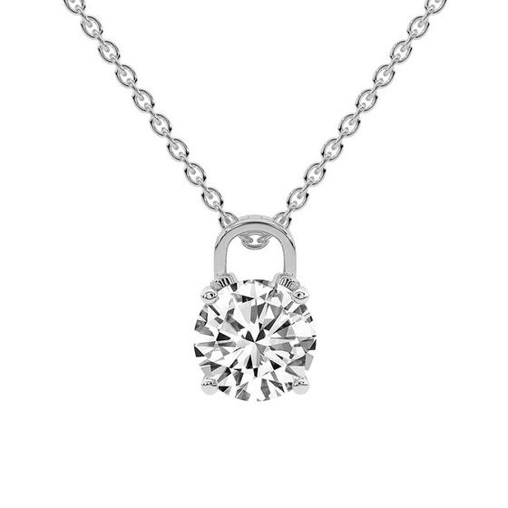 Love Lock Solitaire Lab Grown Diamond Pendant front view