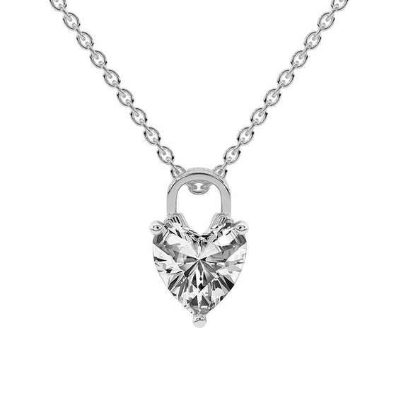 Love Lock Solitaire Lab Grown Diamond Pendant front view