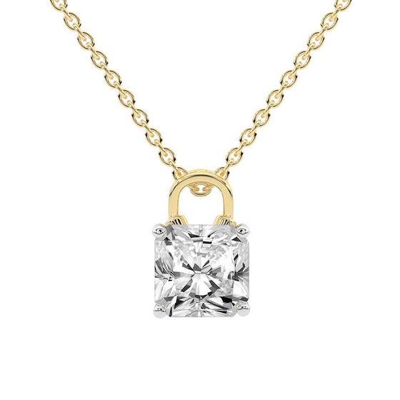Love Lock Solitaire Lab Grown Diamond Pendant front view