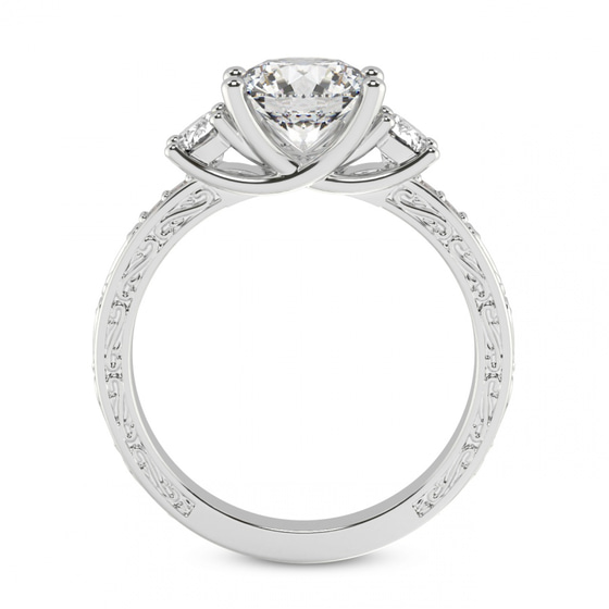 Valencia Three Stone Vintage Lab Diamond Ring