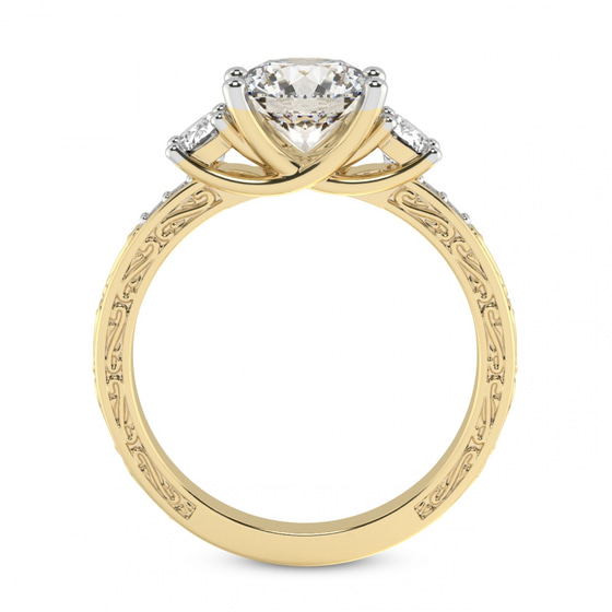 Valencia Three Stone Vintage Lab Diamond Ring