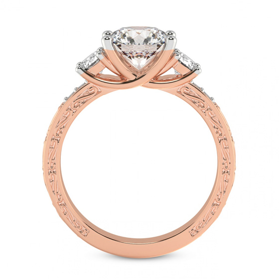 Valencia Three Stone Vintage Lab Diamond Ring