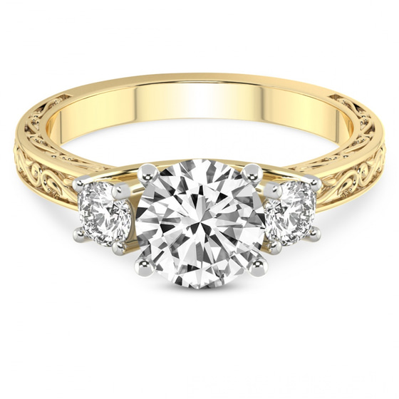 Valencia Three Stone Vintage Lab Diamond Ring
