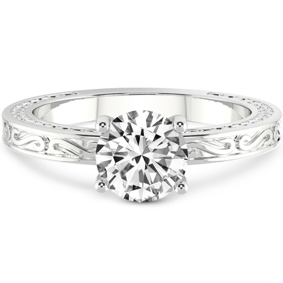 Ivory Vintage Solitaire Lab Diamond Ring front view