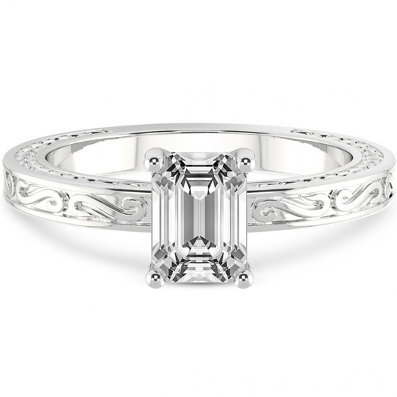 Ivory Vintage Solitaire Lab Diamond Ring front view