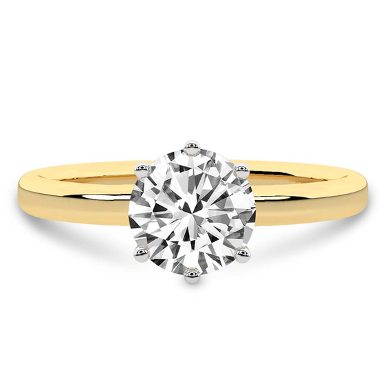 Six Prong Solitaire 2mm Lab Diamond Ring front view