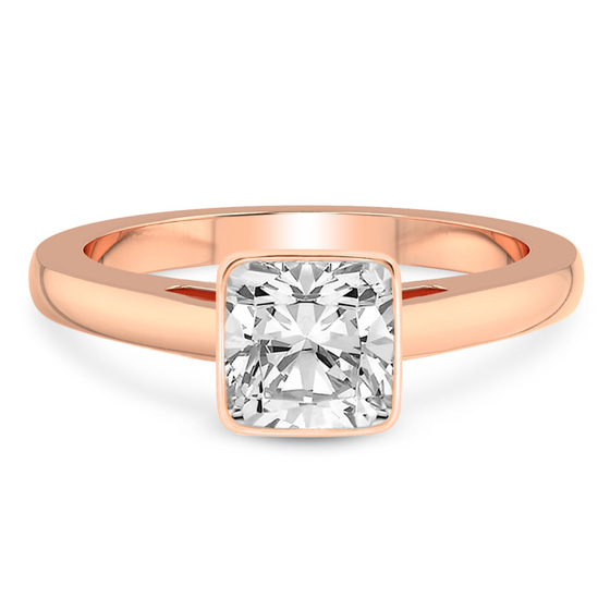 Bezel Set Solitaire Lab Diamond Ring front view