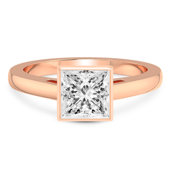 Bezel Set Solitaire Lab Diamond Ring front view