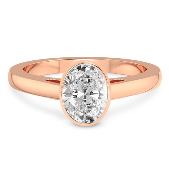 Bezel Set Solitaire Lab Diamond Ring front view