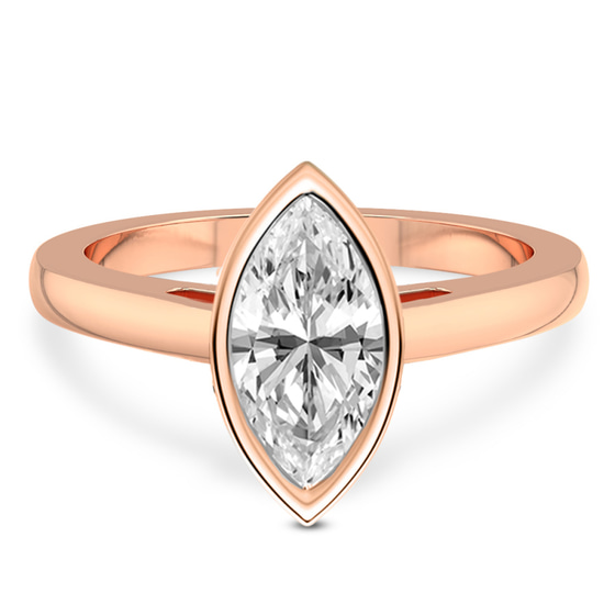 Bezel Set Solitaire Lab Diamond Ring front view