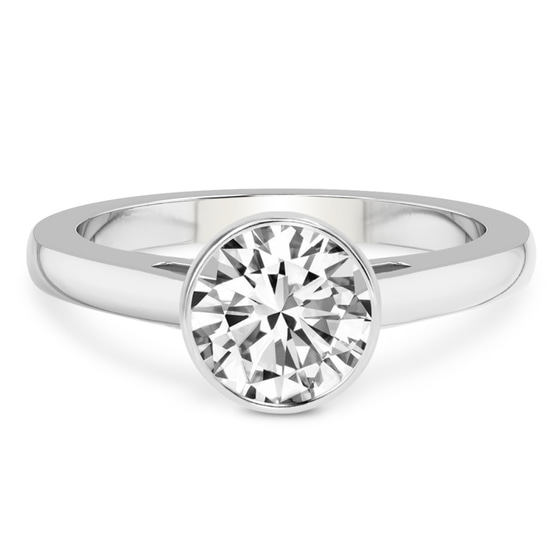 Bezel Set Solitaire Lab Diamond Ring front view
